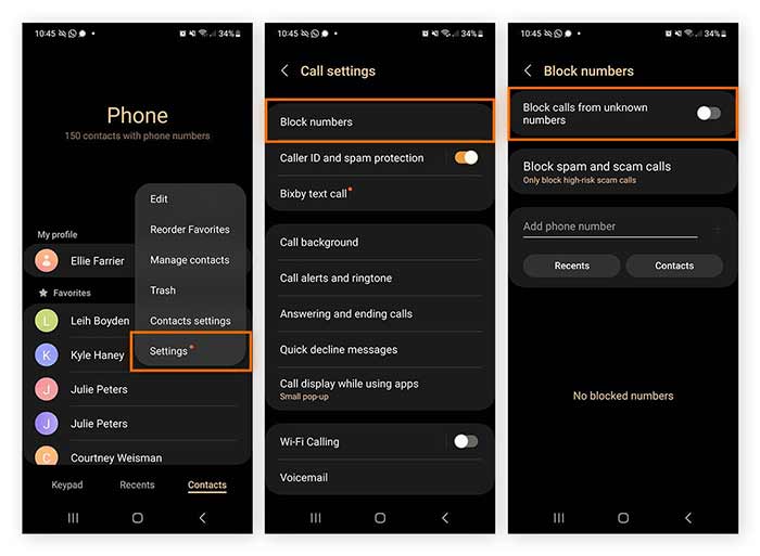 بلاک تماس‌های بدون Caller ID در اندروید 