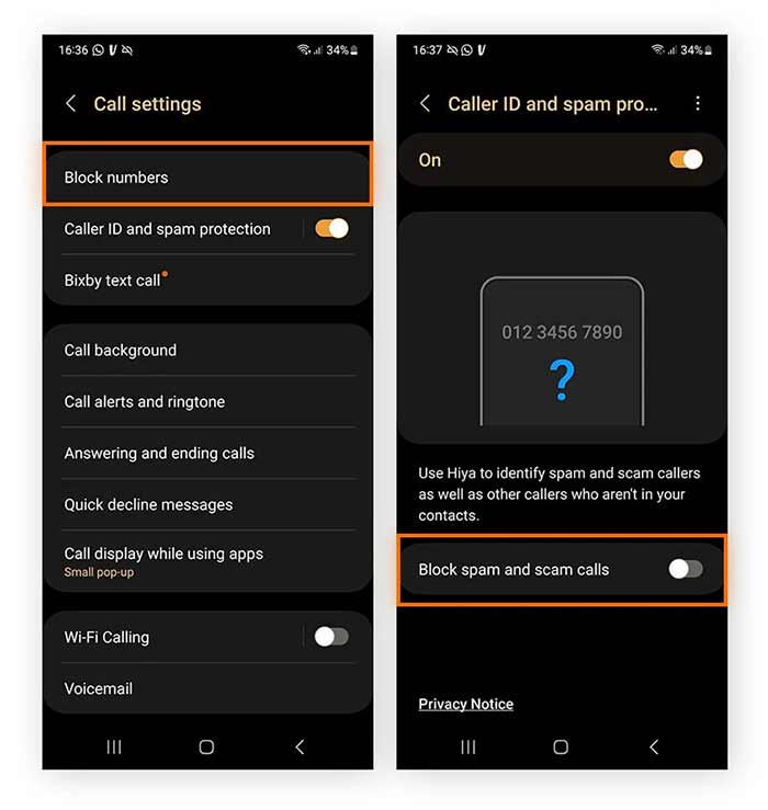 فعال‌سازی فیلتر اسپم (Spam Protection) در اندروید 