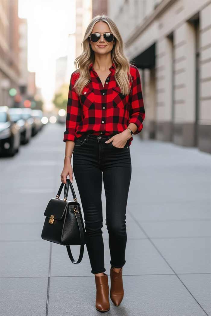 پیراهن چهارخانه با نیم‌بوت