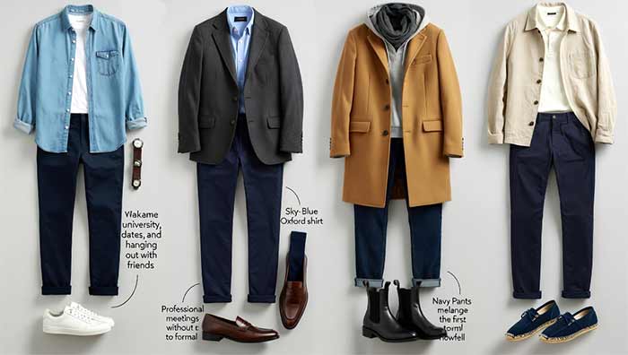 ایده استایل با رنگ شلوار سورمه ای 